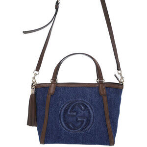 Gucci Soho grained leather top handle bag 2way tote shoulder bag